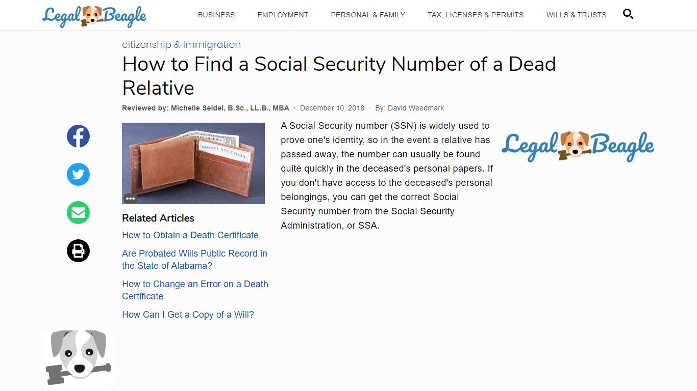 How to Find a Social Security Number of a Dead Relative